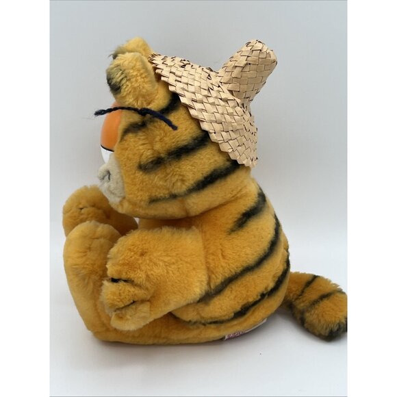 Vintage Garfield Cat Plush Stuffed Animal W/ straw hat Hawaiian Dakin 1978,1981 - Picture 3 of 13